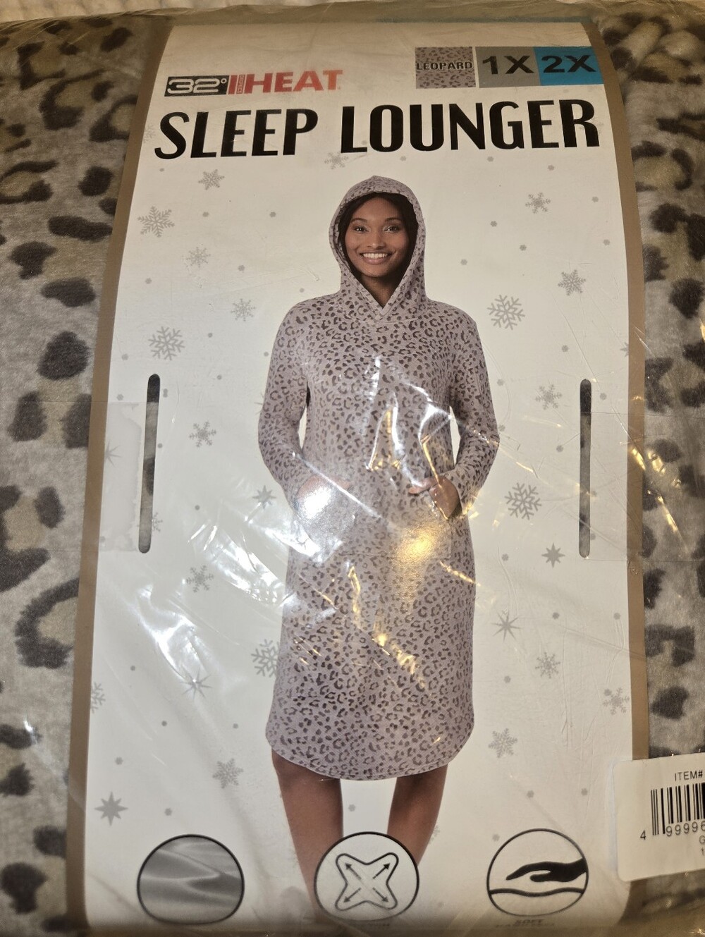New Sleep Lounger Hooded Nightdress - Leopard Print Taupe Size 1x/2x